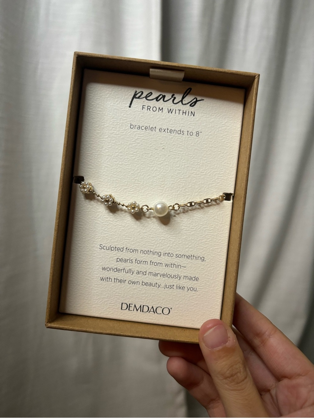 Demdaco Gold Bracelet with White Pearls and Pearl Clusters
